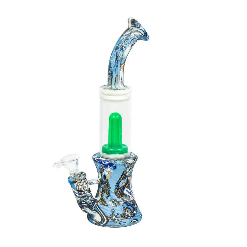 Mixed color silicone pipe water transfer environmental protection hookah pipes for smoking