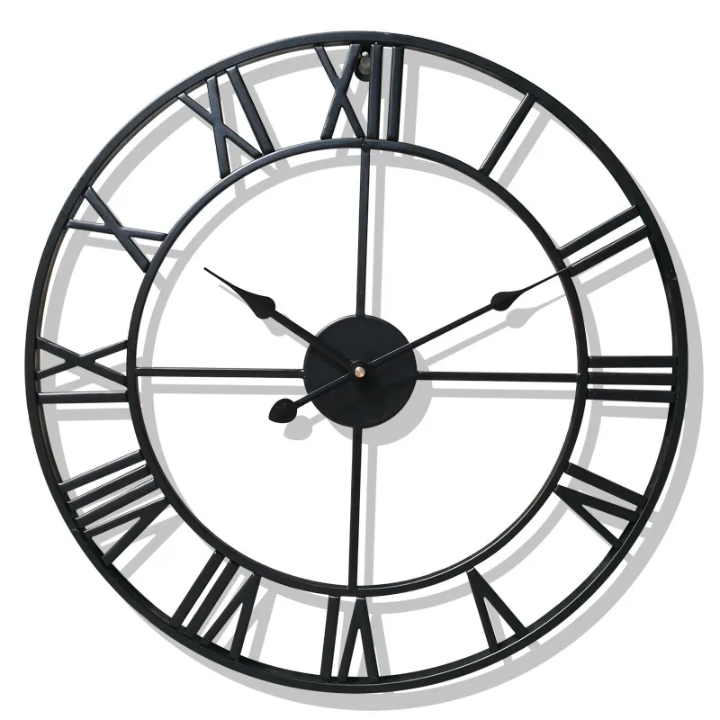 Horloge de style européen rétro horloge créative décoration de la maison horloge murale grandes horloges salon style européen mur de fer montre LJ201208