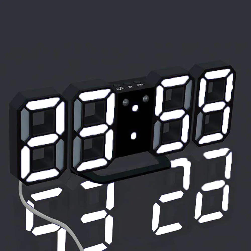 Wall sospeso 3D Digital Clock Home Decoration Tavolo da ufficio Desano a LED Watch Orologio USB Charge Electronic S Y200109