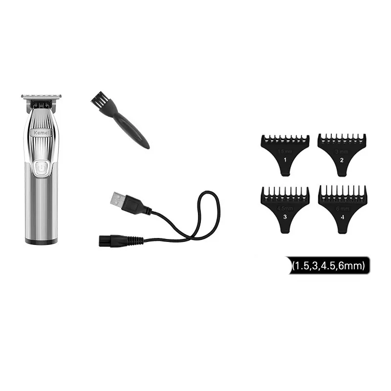 Kemei Professionell Barber Shop Hair Clipper Kit 0mm Trimmer Electric Shaver Finish Machine Set Cordless / Corded Li-På Clip 220216