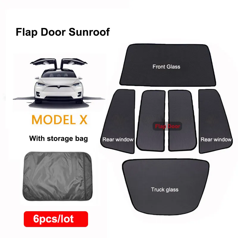 2021 Skilight Blind Shading Net do Tesla Model X Przedanie Szklana klapa Dach Dach Słońce SAM SIENOROFOF BREFOF UV Ochrona Słońca 7810506