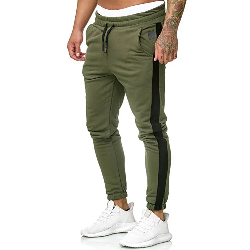 New Men Joggers Pants Mens Striped Elastic Waist Gym Clothing Male Slim Fit Workout Running Sweatpants 201221