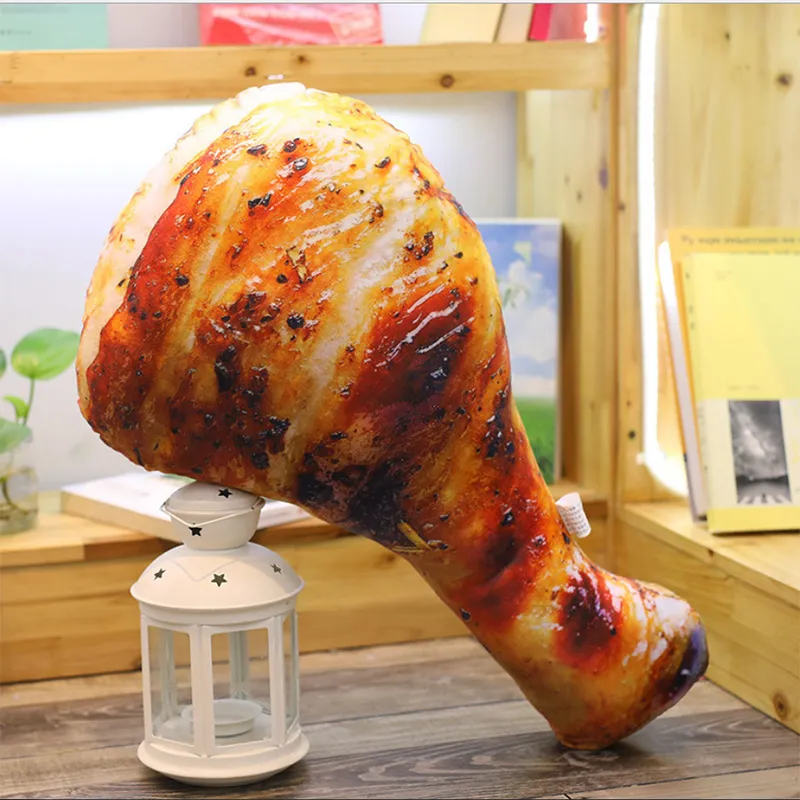 3D Simulering Fried Chicken Leg Home Decorative Food Cushion Vivid Plysch Stuffed Toy 1520cm Baby Toys Pet Toy220i5018064
