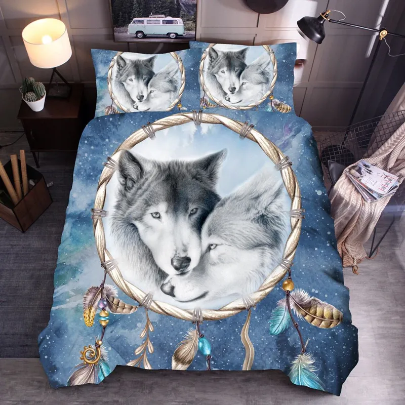 LOVINSUNSHINE Duvet Cover Set Bedding King Wolf s LJ201015