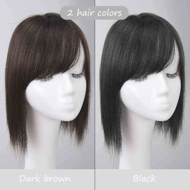 Mumupi kvinnor naturlig färg rak hår bang fransar toppstängningar hårnålar naturligt hårklipp i toupee hårstycken 2101085128620