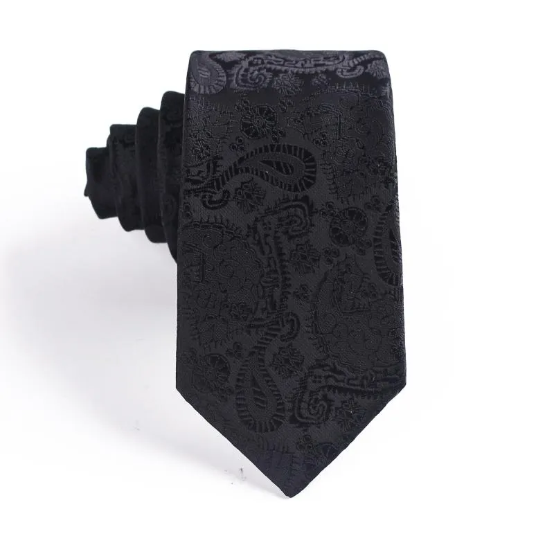 Coules de cou Sitonjwly 6cm Paisley Classic Formal Tie Coldie pour hommes Mariage Polyester Black Business Gifts Cravat Custom Logo232r