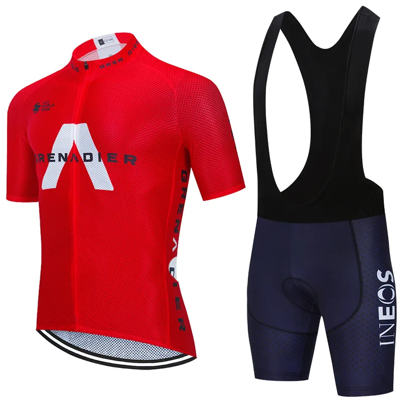 Cykeltröja Set 2021 Pro Team ineos Summer Breattable Cycling Clothing Menwomen Short Sleeve Bike Jersey MTB Uniform Bib Short1007730