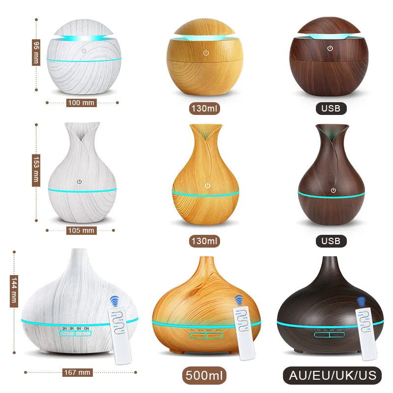KBAYBO Aroma Air Humidifier Wood Essential Oil Diffuser Ultra cool Mist Maker for Home Spa Mini Y200111
