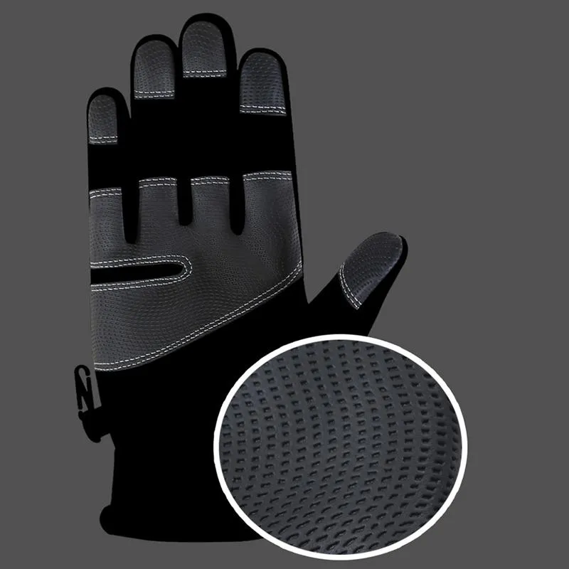 Мужские и женские термофлисовые перчатки с длинными пальцами, ветрозащитные и водонепроницаемые противоскользящие перчатки с сенсорным экраном и мягкой подкладкой на молнии2428
