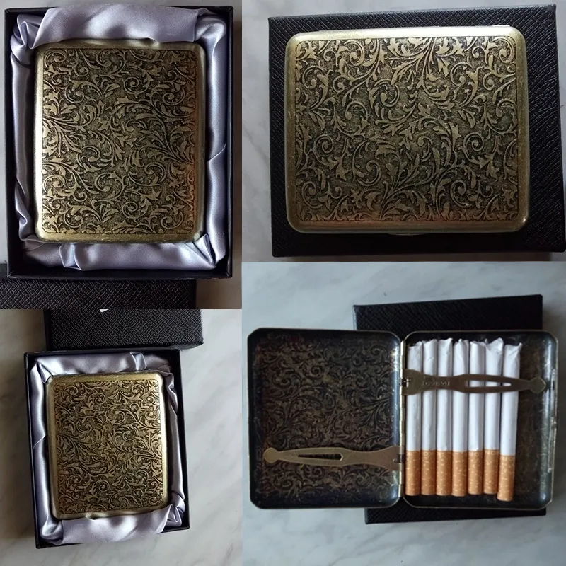 Caixa de metal para cigarro, dupla face, clipe de mola, suporte de bolso aberto para 20 cigarros 9251425