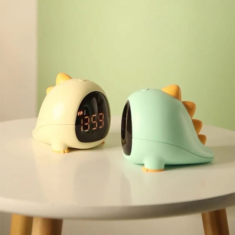 Cute Alarm Clock For Children Dinosaur Digital With Night Light Bedside Desktop Kids Sleep Trainier Wake Up 220311
