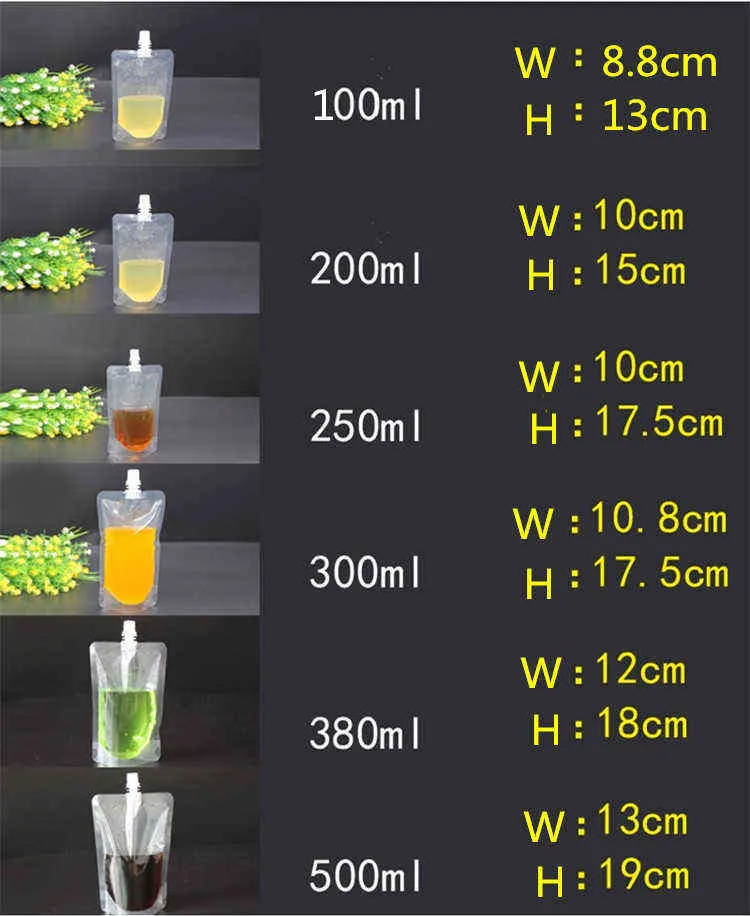 LeoTrusting 100 шт. / Упаковка вставка Пластиковая Упаковочная сумка Сумки для напитков Жидкий сок Молоко Свадьба Питьевые пакеты H1231