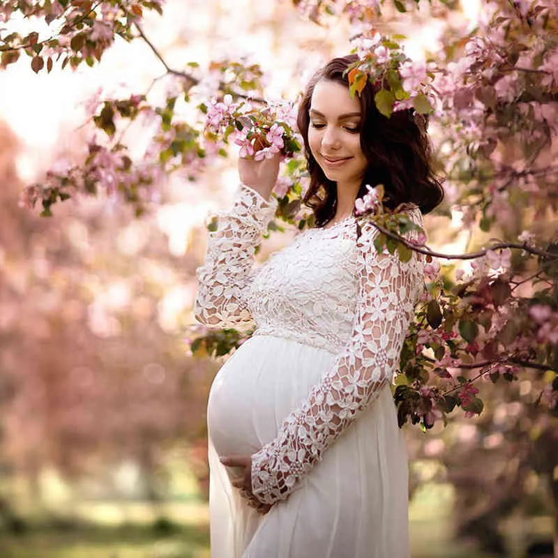 Nowa seksowna fotografia ciążowa sukienki do baby shower party długą ciążę strzelaniny sukienka cute kobiety w ciąży maxi suknia zdjęcie prop AA220309