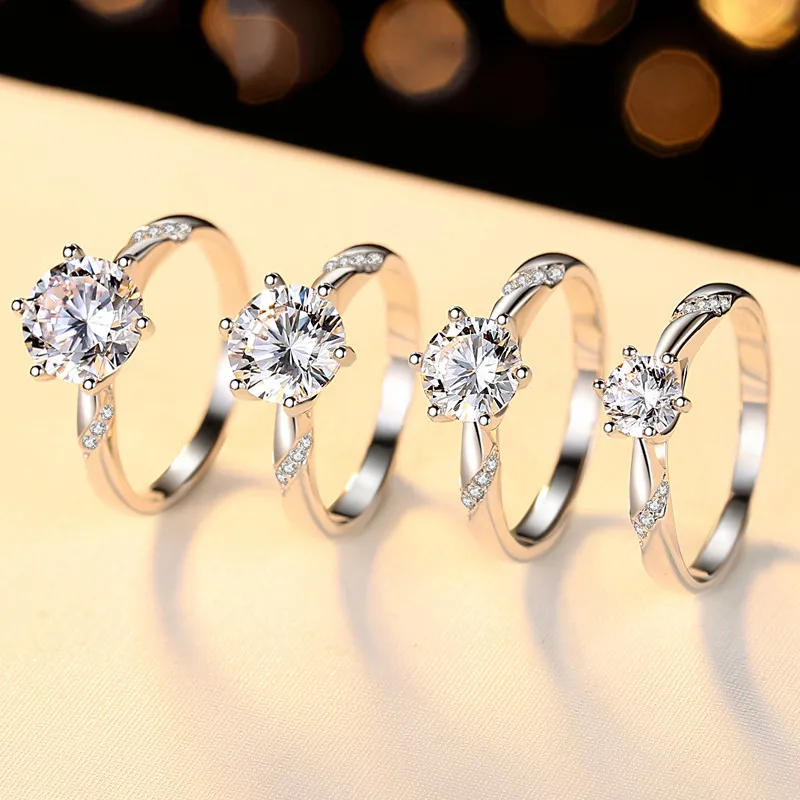 BOEYCJR 925 Silber 0 5 ct 1 ct 2 ct F Farbe Moissanit VVS Verlobung Hochzeit Diamant Ring mit nationalen Cericate für Frauen 201112296s9094784
