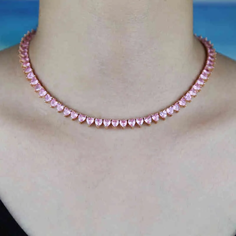 وصل Iced Out Bling 5a Zirconia cl zirconia cz heart tennis choker necklace for girl girl fashion genday gifts 22012209f