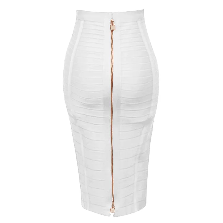 Plus Size XL XXL Sexy Solid Zipper Orange Blue Black Bandage Skirt Women Elastic Bodycon Summer Pencil Skirt LJ2010292296529