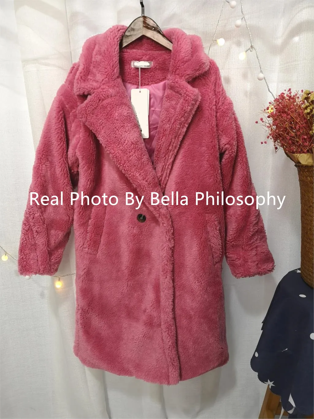 Bella哲学女性冬のフェイクの毛皮の暖かいコート長袖の女性の厚いテディベアコートカジュアルな緩い特大のもの200930