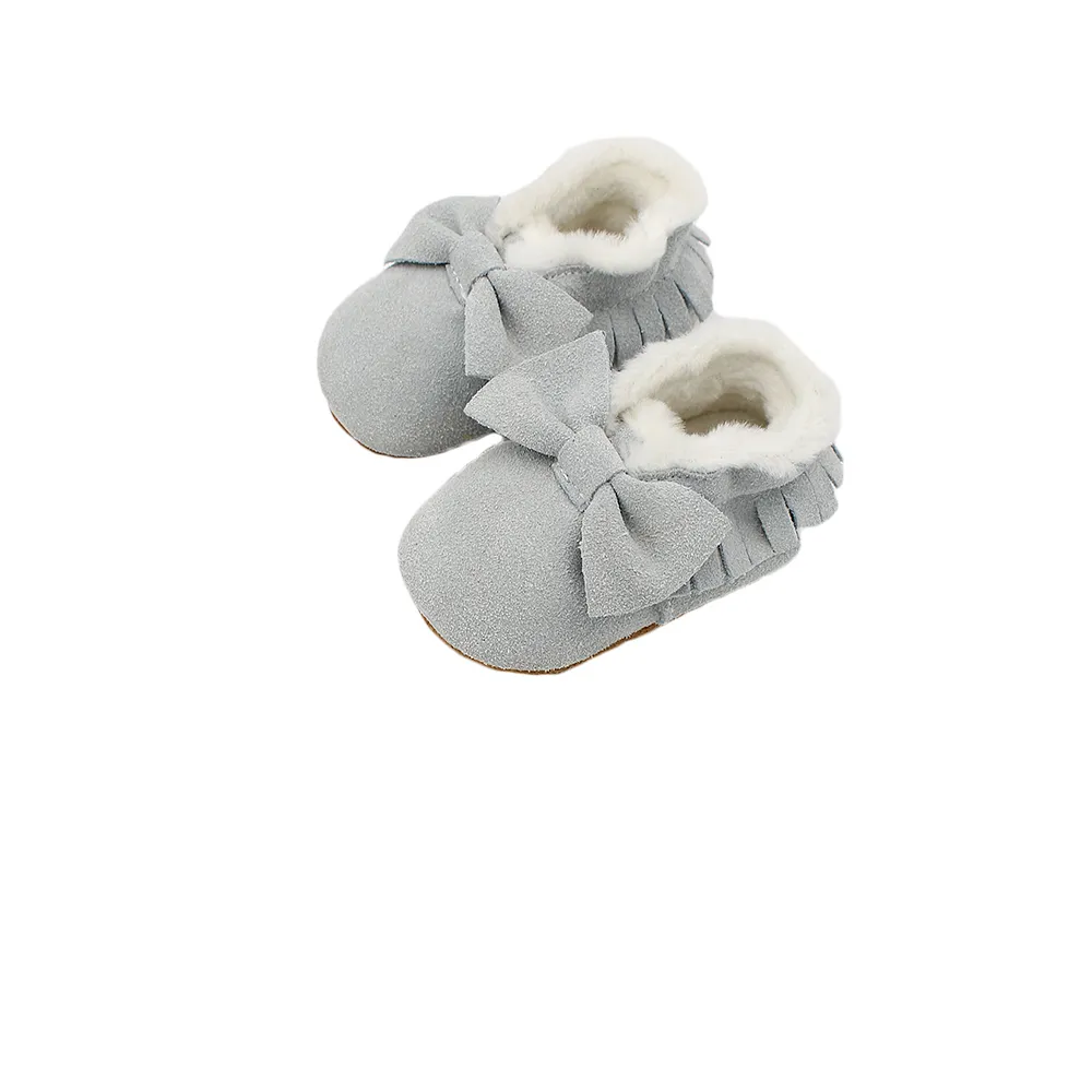 Scarpe calde bambini Stivali invernali in vera pelle nabuk bambini Suola in TPR neonati Design ad arco Bambina LJ201104