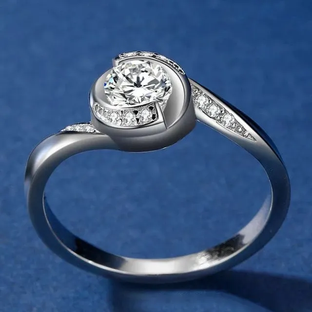 شعبية في أمريكا d اللون مويسانيت جولة الماس S925 البلاتين مطلي الأزياء خاتم الزواج بسيطة أنيقة مجوهرات