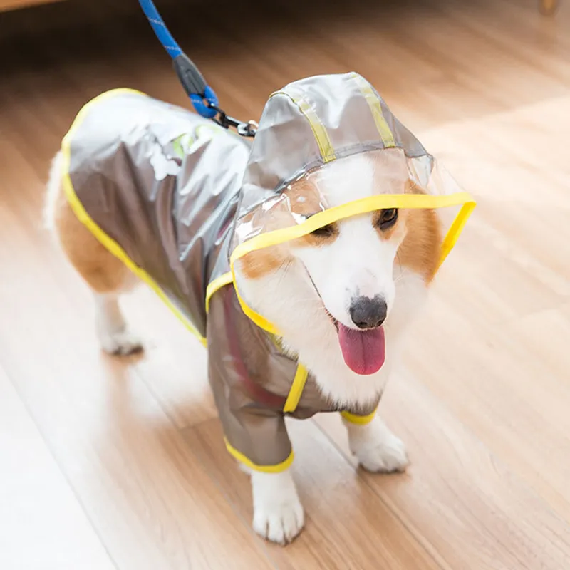 Haustier Hund Regenmantel Matte Kleidung Corgi Mit Kapuze Transparente Wasserdichte Regenmantel Kleidung Für Kleine Und Mittlere Y200917