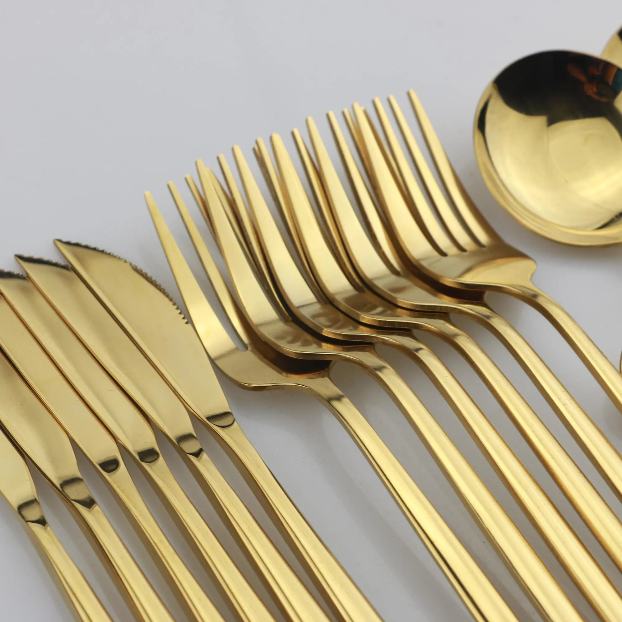guld dinnerware spegel bestick set 304 rostfritt stål dinnerware västra silverware kök kniv sked gaffel middag uppsättning 201128