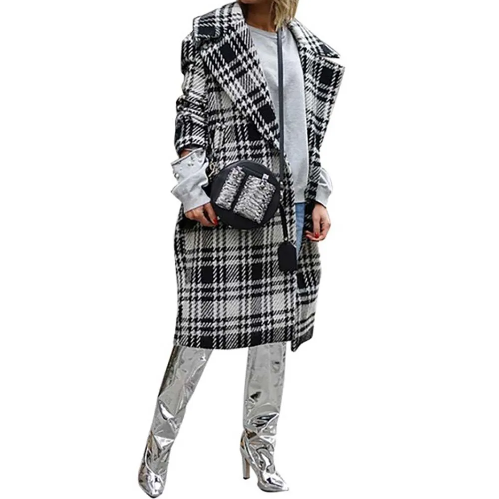 Engeland -stijl vrouwen dunne plaid lange jas herfst oversized casual overjas vintage ol fashion outdarnen vrouwelijke Koreaanse lange jassen lj201106