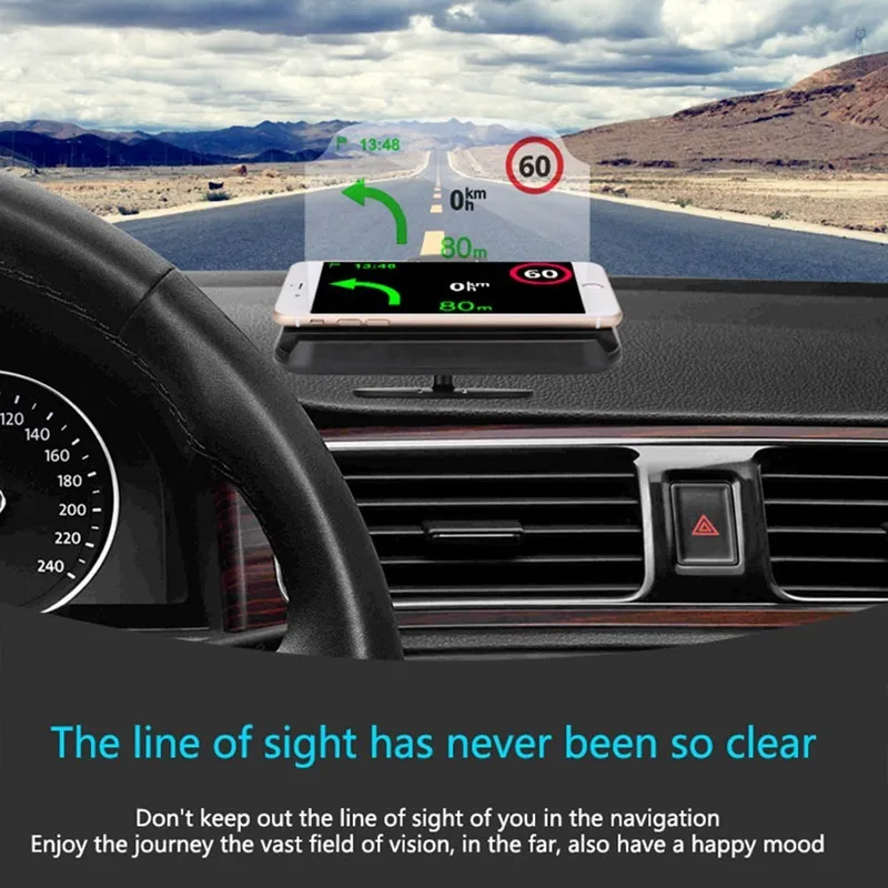 Universal HUD Speed Aviso Head Up Display GPS Navigation titular CARREGADOR sem fio para o carro Acessorie7862212