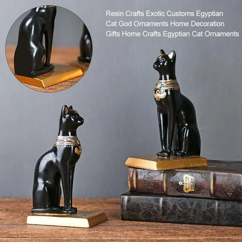 Resina artesanato exótico estatueta alfândega estátua egípcio gato gato bastet estátua decoração de casa presentes em casa ornamentos vintage t200710