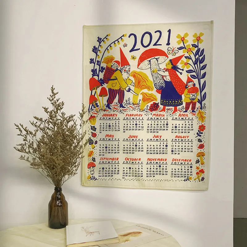 カットライフノルディックカレンダー生地タペストリーマクラメベッドルームかわいいアートウォールドームリビングルーム家の装飾220301