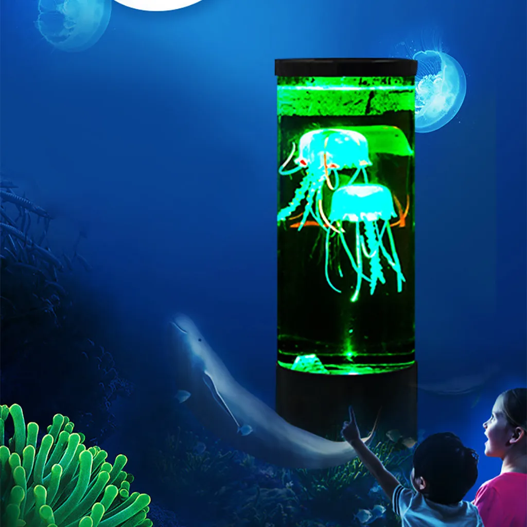 LED Night Light the Hypnoti Jellyfish Aquarium Seven Color Led Ocean Lantern Lights Decoration Lamp för barn rum barn gåva y2259a