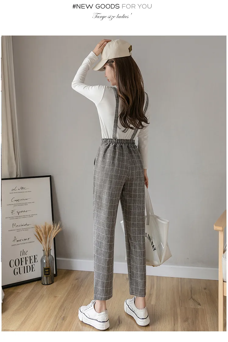 Frühling Sommer Frauen Overalls Harem Hosen Vintage Plaid Casual Lose Hosen Mode Weibliche Gerade Hosen Hosen 201109