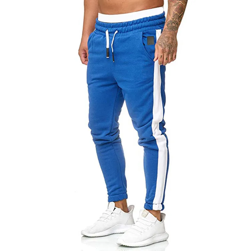 New Men Joggers Pants Mens Striped Elastic Waist Gym Clothing Male Slim Fit Workout Running Sweatpants 201221273d