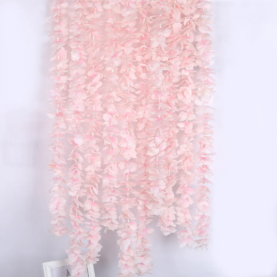 10 sztuk 100 CM Długa Wisteria Sztuczny Kwiat Rattan White Silk Hortensja Winorośl DIY Party Urodziny Ślubna Tło Dekoracja Ścienna 201222