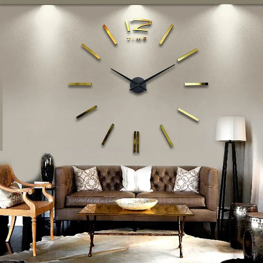 3D Real Big Wall Clock Rushed Mirror Sticker DIY vardagsrum Heminredning Lysande klockor Ankomstkvarts stora klockor 5 Y200407