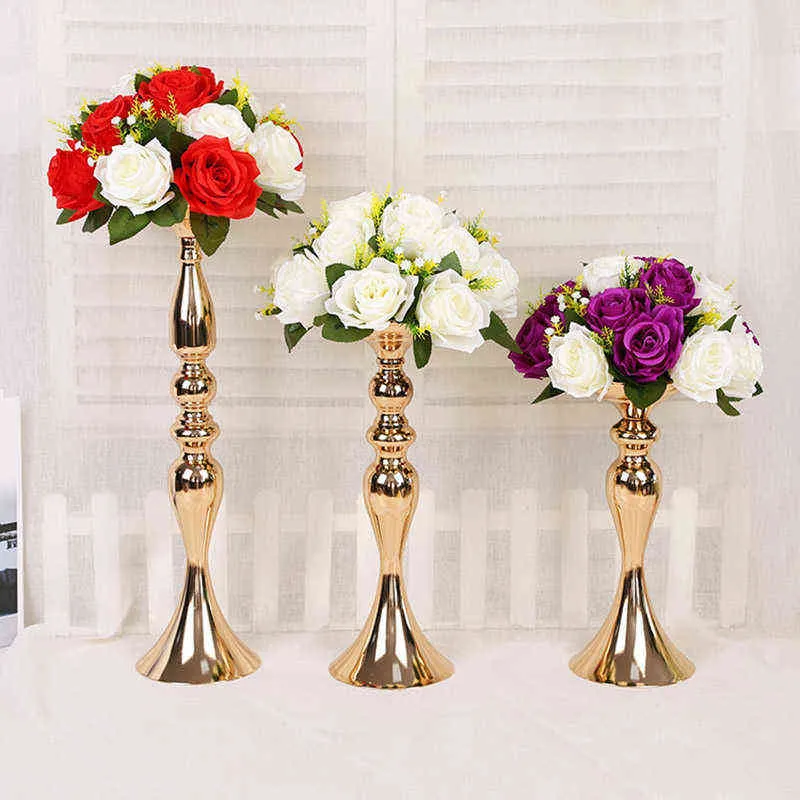 Gold/ Silver Metal Candle Holders Flower ball Candlestick Centerpieces Road Lead Candelabra Centerpieces Wedding Porps Decoratio H1222