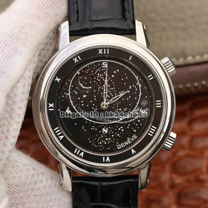 Высочайшее качество 43 мм Grand Complications Celestial Moscow Sky Moon Cal 240 Автоматические мужские часы 5102PR Синий циферблат с кожаным ремешком Мужские W242r