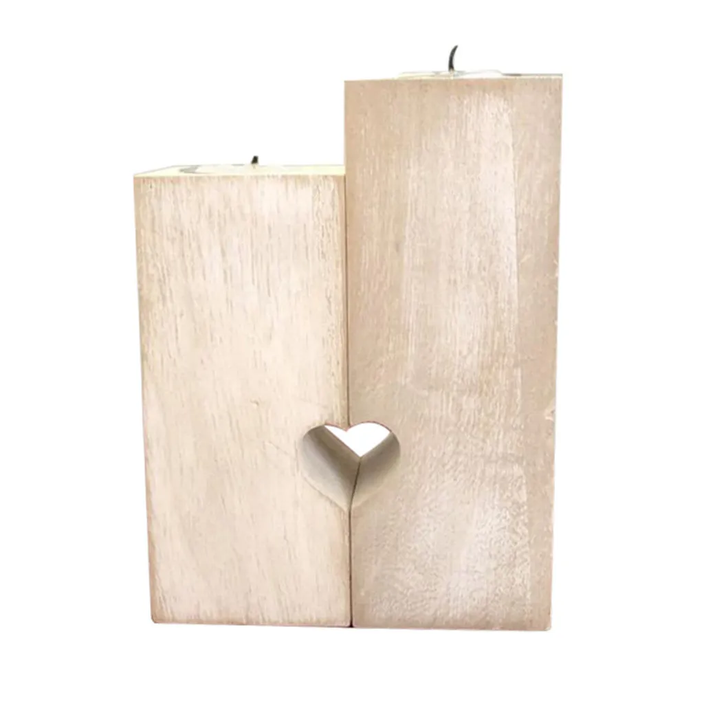 Naar mijn meisje 2 stks / set hartvormige ambachtelijke houten kaarshouder kandelaar plank Valentijnsdag decoratie gift kandelaars Home T200624