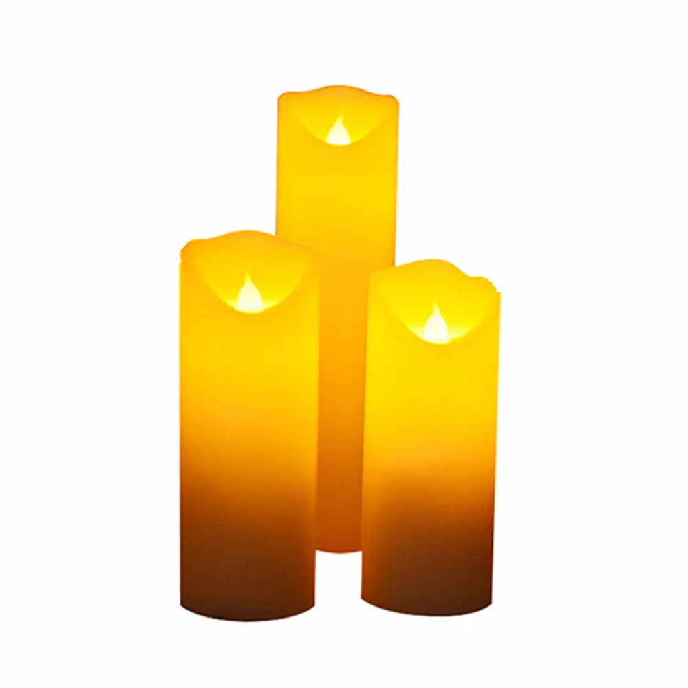 Set Flickering LED Simulation Candle Lamp Remote Control Flameless Pillar Moving Wick Party Wedding #3 Y200109