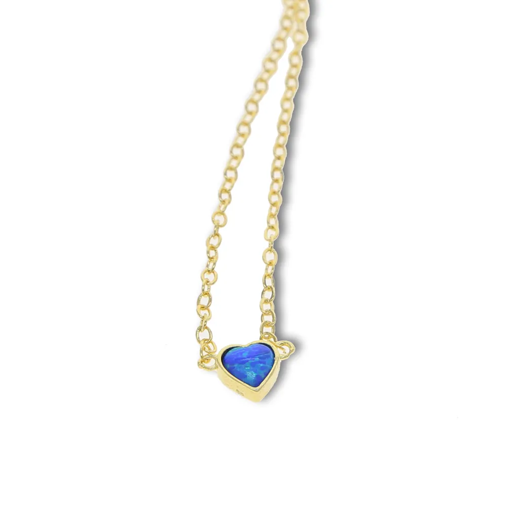 2021 high quality 5mm blue opal heart Gem pendant necklace for women girl fashion elegant lover girlfriend gift lovely necklace