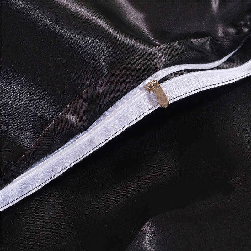 ブラックベッドセットキングダブルサイズPlaクールファイバー夏使用シングルベッドシーツ高級キット羽毛布団カバーセットクイーン220208