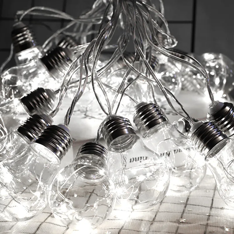 10/20 LED chaîne de lumière solaire rétro boule transparente crochet ampoule chaîne lumières LED boule étanche jardin décoration de mariage Y200903