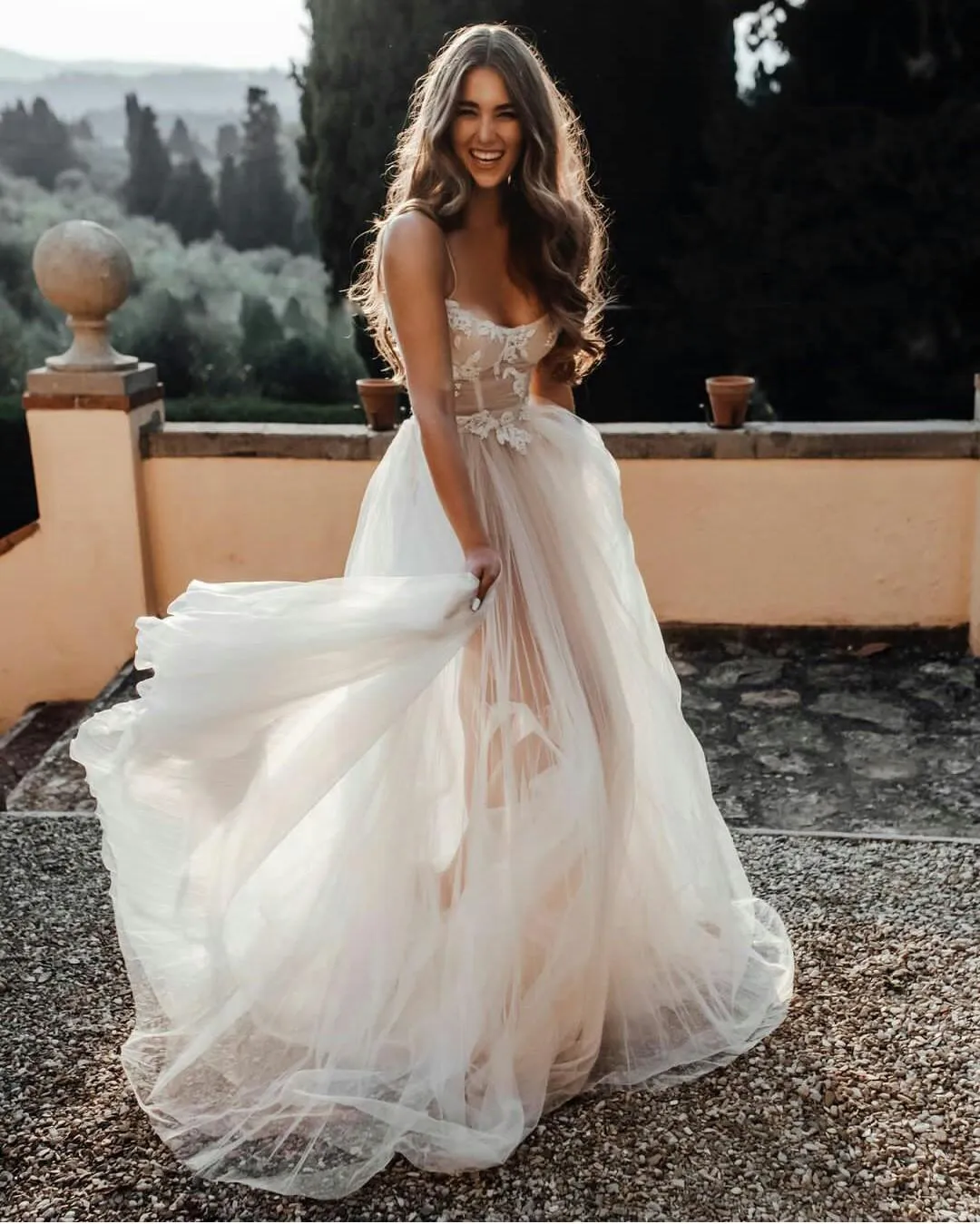New 2022 New Berta Bohemian Wedding Dresses Spaghetti Lace Appliqued Tulle A Line Beach Wedding Dress Custom Made Cheap Vestidos De Novia DHL