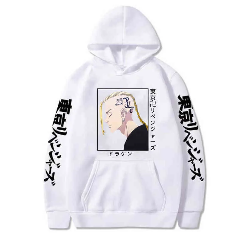 Anime Tokyo Reveners Draken Impressão Hoodies 2021 Streetwear Hip Hop Manga Longa Pullovers H1227