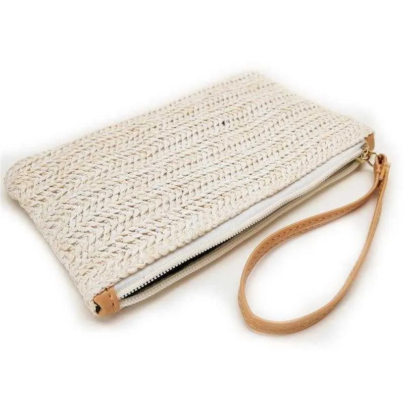 Purses Mini Straw Hand Coin Woven Purse Bag Weaving Clutch Bags Casual Summer Beach Mobiltelefon Key Pocket Pouch Pack för Women309y