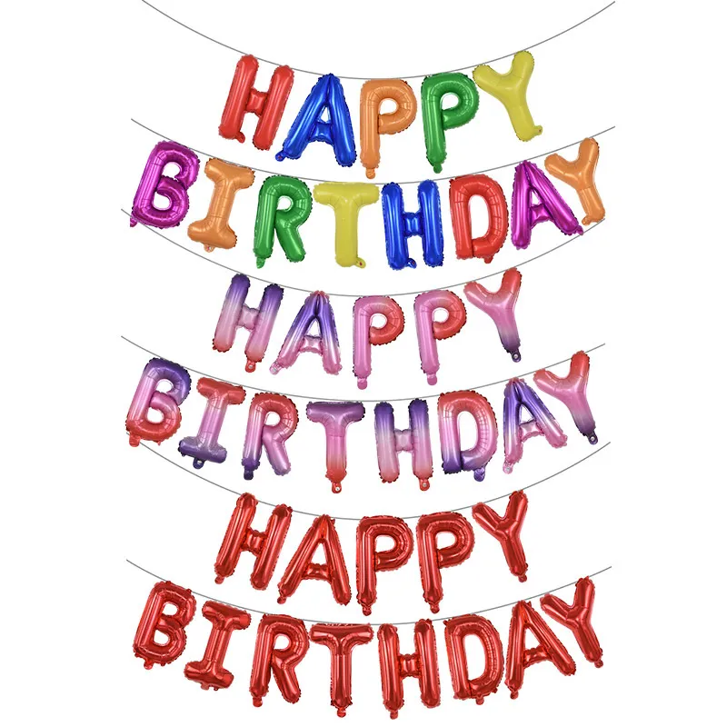 / set joyeux anniversaire lettres ballons arc-en-ciel dégradé alphabet ballon pour bébé douche enfants fête d'anniversaire ballon décoration Y196z