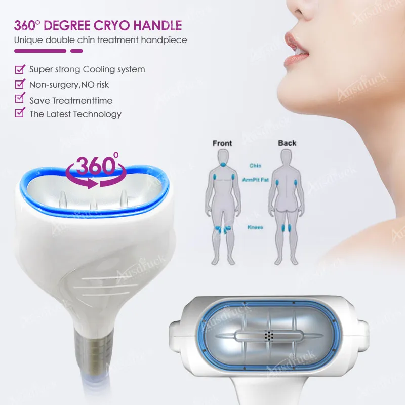 Ny teknik under 10 grader till 45 Cryo Cavitation RF Body Slimming 360 Cryo 5 Handtag med Lipo Laser Body Shaping Machine Tax Free