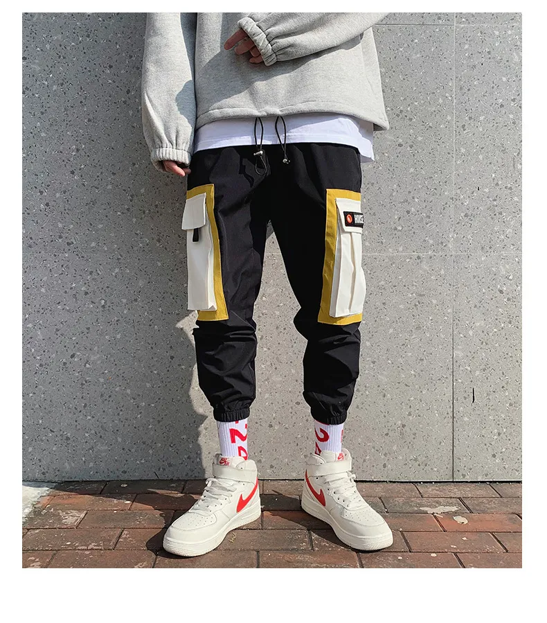 Streetwear Jaune Pantalon À Carreaux Hommes Joggers 2019 Homme Casual Sarouel Droit Hommes Coréen Hip Hop Pantalon De Piste Plus La Taille T200219