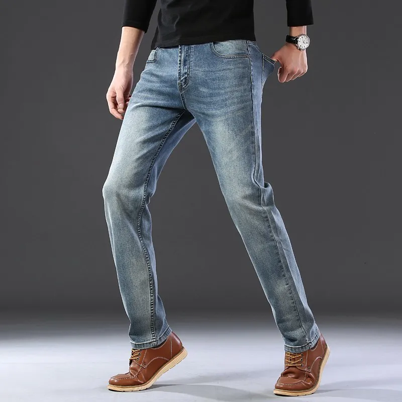 SULEE Top Marke Herren Jeans Business Casual Elastische Komfort Gerade Denim Hosen Männliche Hohe Qualität Hosen 201111