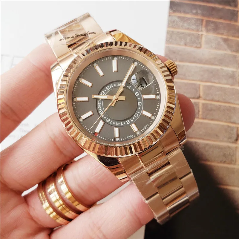 42 mm MENS MECHANICAL AUTOMATIC DE-Watch Watch Watch zegarki zegarków ze zegarek zegarek ze stali nierdzewnej Nieba Men Business Wristwatch 13812 RLS222S