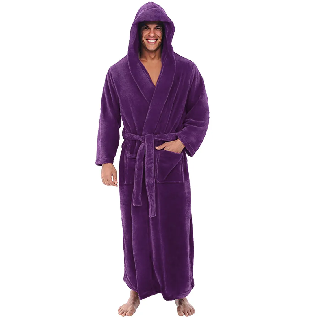 Jodimitty Casual Mens Bathrobes Robe De Flanela Com Capuz Longa Manga Casal Homens Mulheres Robe Pelúcia xale Kimono Quente Masculino Bathrobe Coat 201111